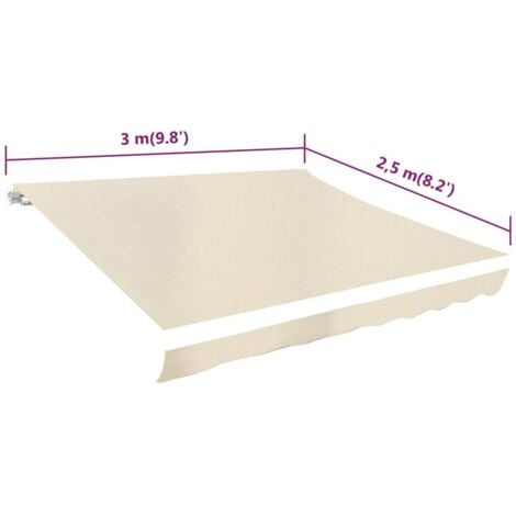 INLIFE Toile d'auvent de rechange Store Banne Crème en polyester haute densité 3 x 2,5 m (cadre non inclus)