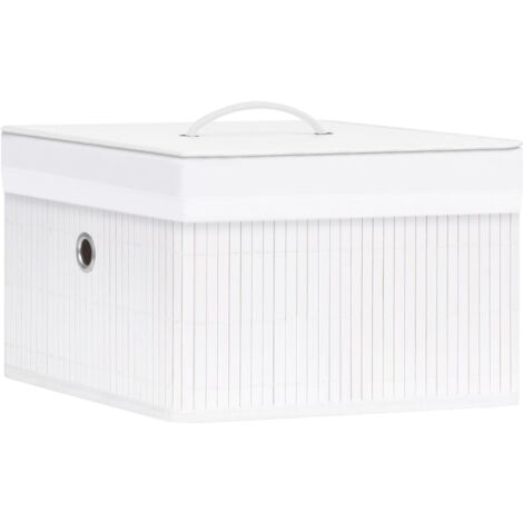 INLIFE Boîtes de rangement en bambou 4 pcs Blanc (1/5)