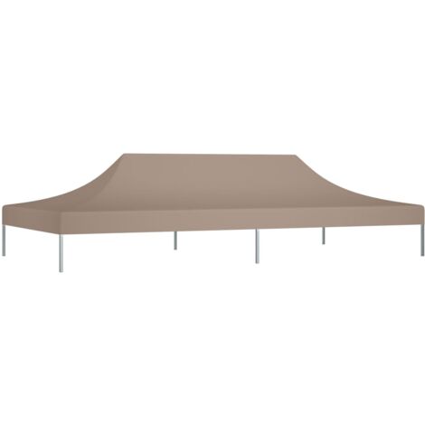 INLIFE Toile de rechange pour pavillon tonnelle tente Toit de tente de réception 6x3 m polyester haute densité 270 g/m² Taupe (1/5)
