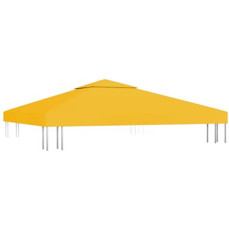INLIFE Toile de toit de belvédère 2 niveaux 310 g/m² 3x3 m Jaune (1/5)