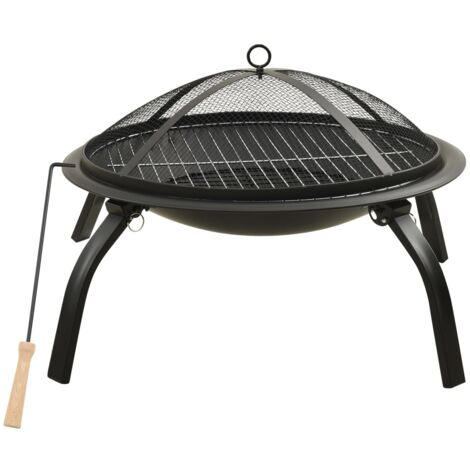 INLIFE Foyer et barbecue avec tisonnier 2 en 1 56x56x49 cm Acier (1/5)