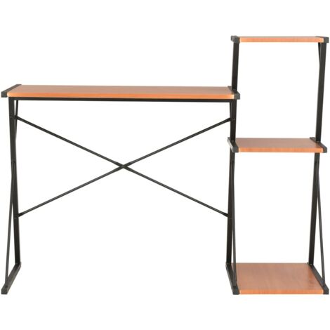 INLIFE Bureau avec étagère Noir et marron 116x50x93 cm (1/5)