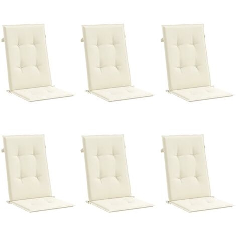 INLIFE Coussins de chaise de jardin 6 pcs Crème 120x50x3 cm (1/5)