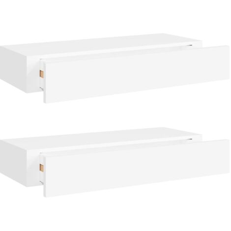 INLIFE Étagères à tiroirs murales 2 pcs Blanc 60x23,5x10 cm MDF (1/5)
