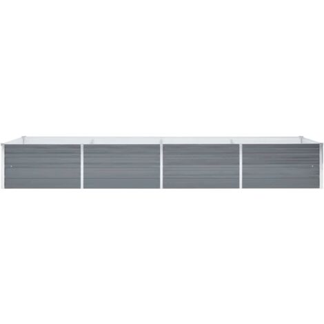 INLIFE Lit surélevé de jardin Acier galvanisé 320x80x45 cm Gris (1/5)