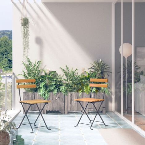 Furniture Limited - Chaises pliables de jardin lot de 2 Acier et (1/5)