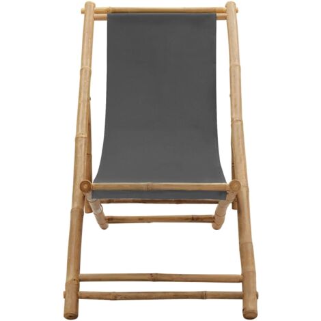 INLIFE Chaise de terrasse Bambou et toile Gris foncé (1/5)