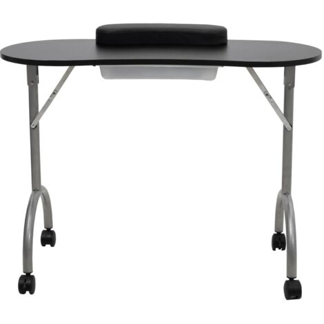 INLIFE Table à manucure pliable avec roulettes Noir (1/5)