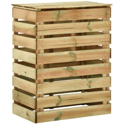 Composteur de jardin en bois de pin imprégné 80x50x100 cm – Circulation d'air optimale – Résistant aux intempéries et à la pourriture – Inlife