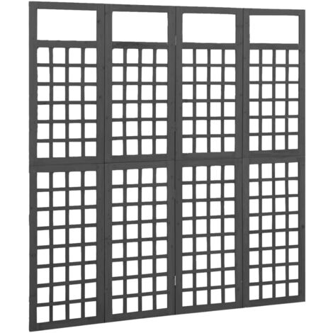 INLIFE Cloison de séparation à 4 panneaux Bois de pin Noir 161x180 cm