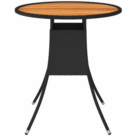 INLIFE Table à dîner de jardin Noir Ø 70 cm Résine tressée et acacia (1/5)