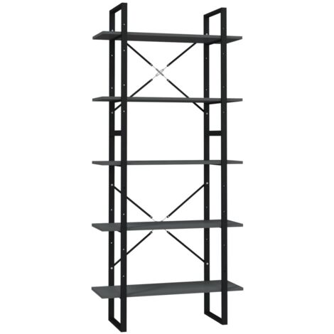INLIFE Bibliothèque à 5 niveaux Gris 80x30x175 cm Aggloméré (1/5)