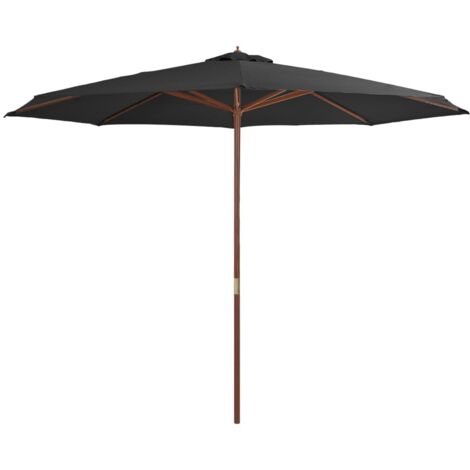 INLIFE Parasol avec mât en bois 350 cm Anthracite (1/4)
