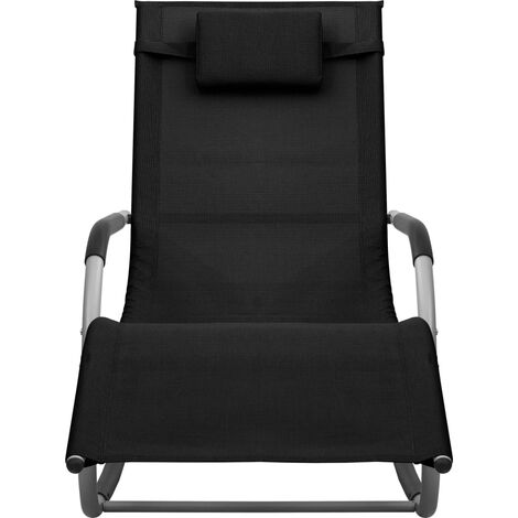 INLIFE Chaise longue Textilène Noir et gris (1/5)