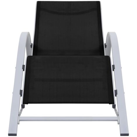 INLIFE Chaise longue Textilène et aluminium Noir (1/5)