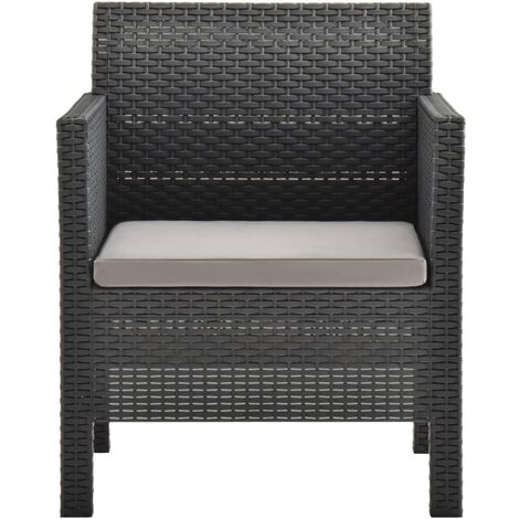 INLIFE Chaise de jardin avec coussin PP Anthracite (1/5)