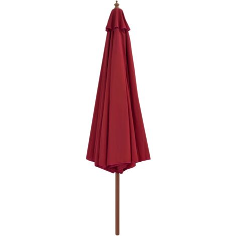 INLIFE Parasol avec mât en bois 350 cm Bordeaux (1/4)
