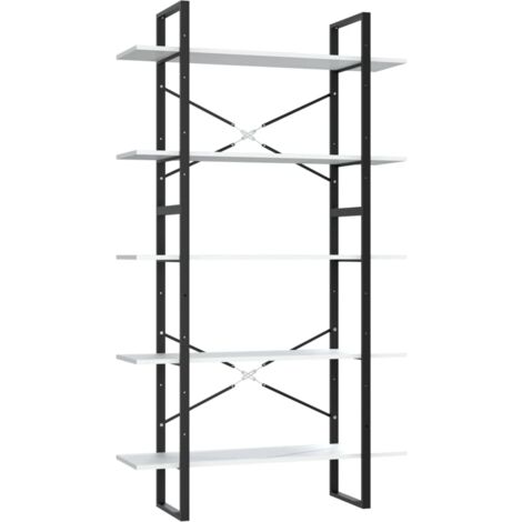 INLIFE Bibliothèque à 5 niveaux Blanc 100x30x175 cm Aggloméré (1/5)
