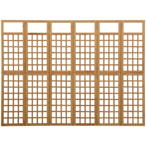 Cloison de séparation 6 panneaux bois de pin 242,5 x 180 cm – Support pour plantes grimpantes – Rangement facile – Inlife