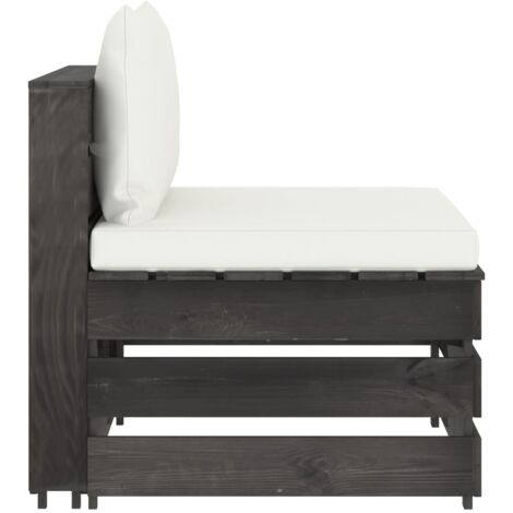 INLIFE Canapé central sectionnel avec coussins Bois imprégné de gris (1/5)