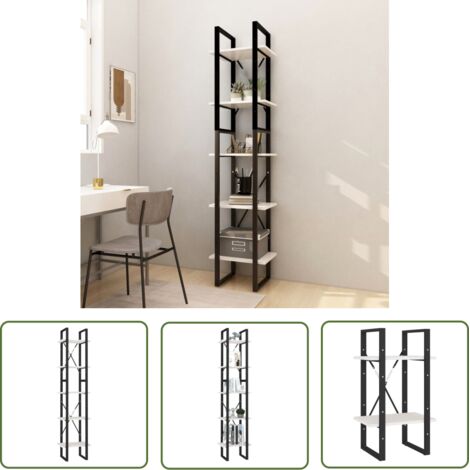 INLIFE Bibliothèque à 5 niveaux Blanc 40x30x175 cm Bois de pin (1/5)