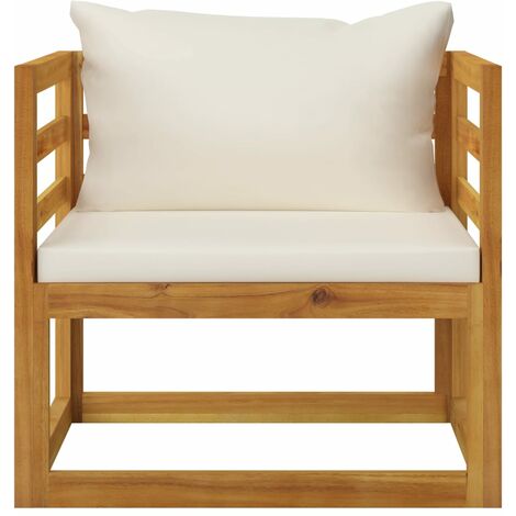 INLIFE Chaise de jardin avec coussins crème Bois d'acacia massif (1/5)