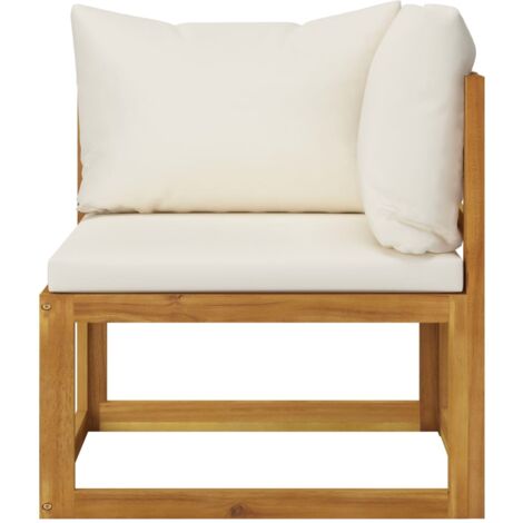 INLIFE Canapé d'angle sectionnel et coussin blanc crème Bois d'acacia (1/5)