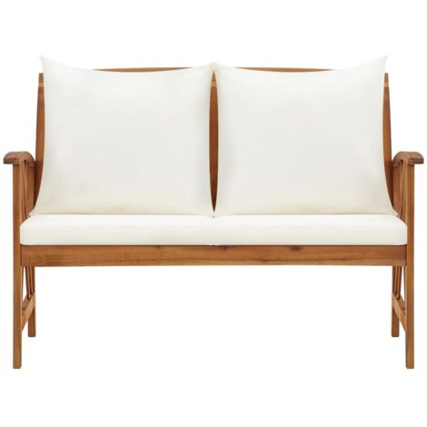 INLIFE Banc de jardin avec coussins 119 cm Bois solide d'acacia (1/5)