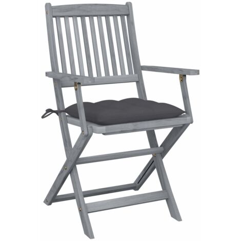 INLIFE Chaises pliables d'extérieur 2 pcs avec coussins Bois d'acacia (1/5)
