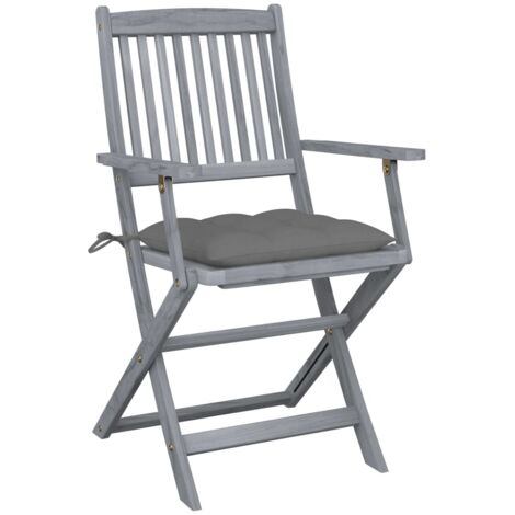 INLIFE Chaises pliables d'extérieur 2 pcs avec coussins Bois d'acacia (1/5)