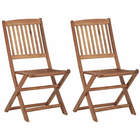 INLIFE Chaises pliables de jardin 2 pcs avec coussins Bois d'acacia (1/5)