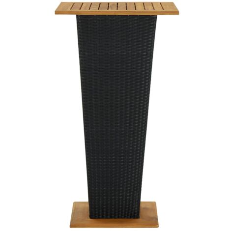INLIFE Table de bar Noir 60x60x110 cm Résine tressée et bois d'acacia (1/5)