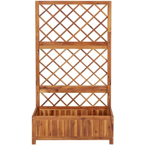 INLIFE Lit surélevé avec treillis 85x38x150 cm Bois massif d'acacia (1/5)