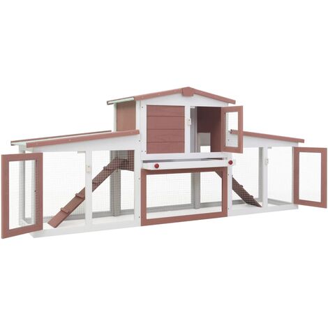 INLIFE Clapier large d'extérieur Marron et blanc 204x45x85 cm Bois (1/5)