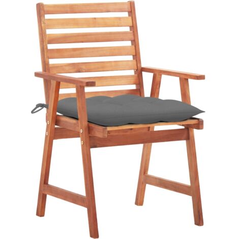 INLIFE Chaises à dîner d'extérieur 2 pcs avec coussins Acacia massif (1/5)