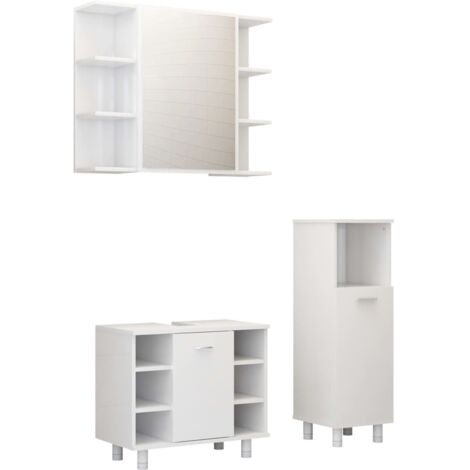 INLIFE Ensemble de meubles de salle de bain 3 pcs Blanc Aggloméré (1/5)