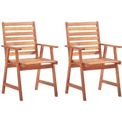 INLIFE Chaises à dîner d'extérieur 2 pcs avec coussins Acacia massif (1/5)