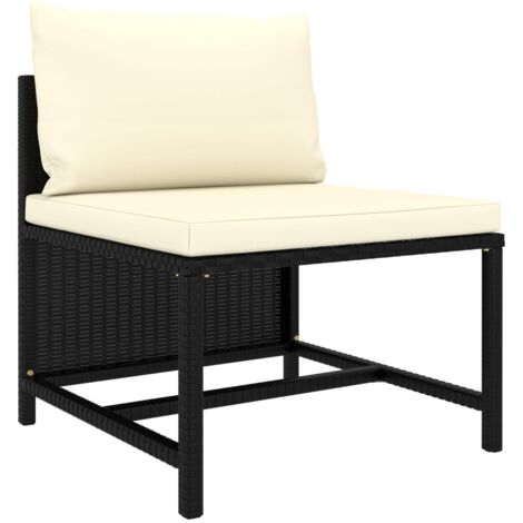 INLIFE Canapés de jardin 3 pcs avec coussins Noir Résine tressée (1/5)