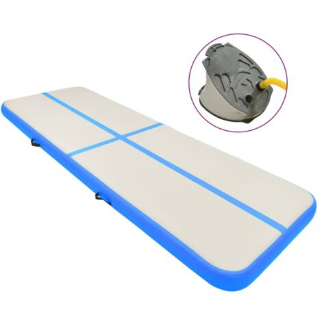 INLIFE Tapis gonflable de gymnastique avec pompe 300x100x15cm PVC Bleu (1/5)