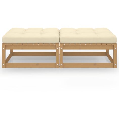 INLIFE Repose-pieds de jardin avec coussins 2 pcs Bois de pin solide (1/5)