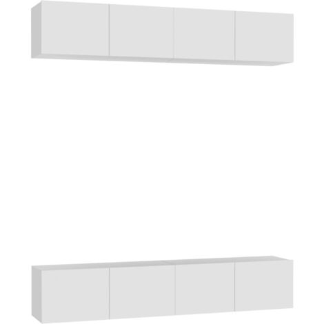 INLIFE Meubles TV 4 pcs Blanc 80x30x30 cm Aggloméré (1/5)
