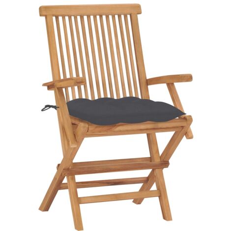 INLIFE Chaises de jardin avec coussins anthracite 2 pcs Bois de teck (1/5)