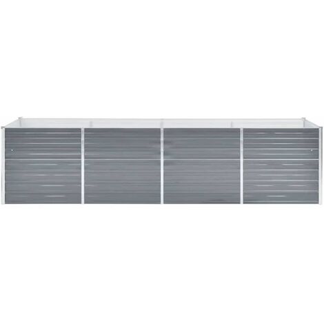 INLIFE Lit surélevé de jardin Acier galvanisé 320x80x77 cm Gris (1/5)