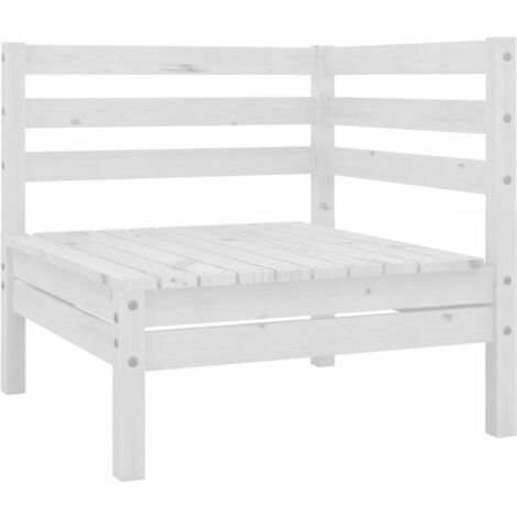 INLIFE Canapé d'angle de jardin Blanc Bois de pin massif (1/5)