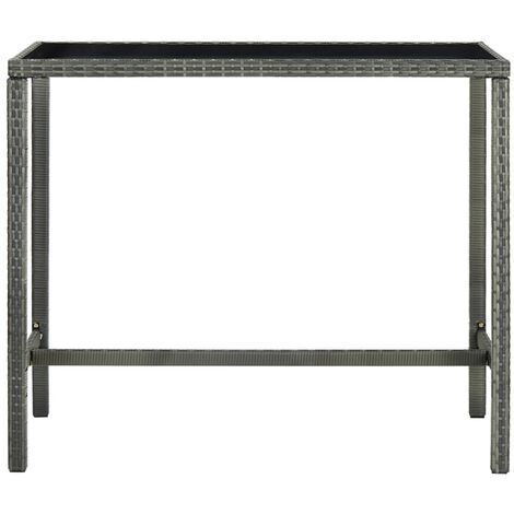 INLIFE Table bar de jardin Gris 130x60x110 cm Résine tressée et verre (1/5)