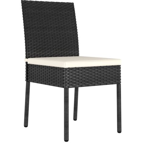 INLIFE Chaises de salle à manger de jardin 2 pcs Résine tressée Noir (1/5)