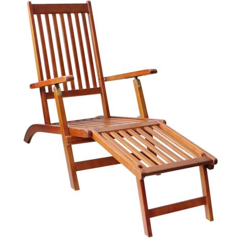 INLIFE Chaise de terrasse avec repose-pied et coussin Acacia solide (1/5)