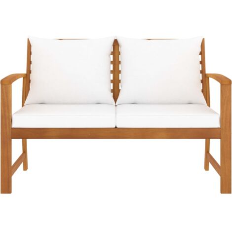 INLIFE Banc de jardin avec coussin crème 120 cm Bois solide d'acacia (1/5)