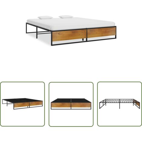 The Living Store Cadre de lit sans matelas noir métal 160x200 cm - Cadre De Lit - Lit Double - Lit En Métal - Literie - Meubles Pour Chambre (1/5)