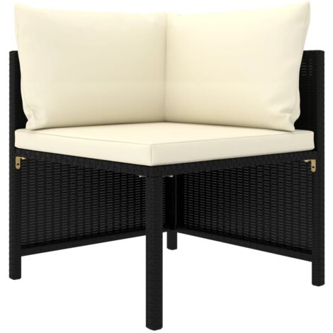 INLIFE Canapés de jardin 3 pcs avec coussins Noir Résine tressée (1/5)